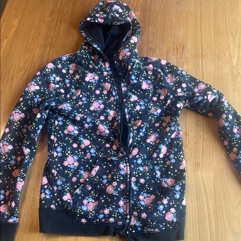 Tea Collection Kids Floral Hoodie - Black, Pink, Blue
